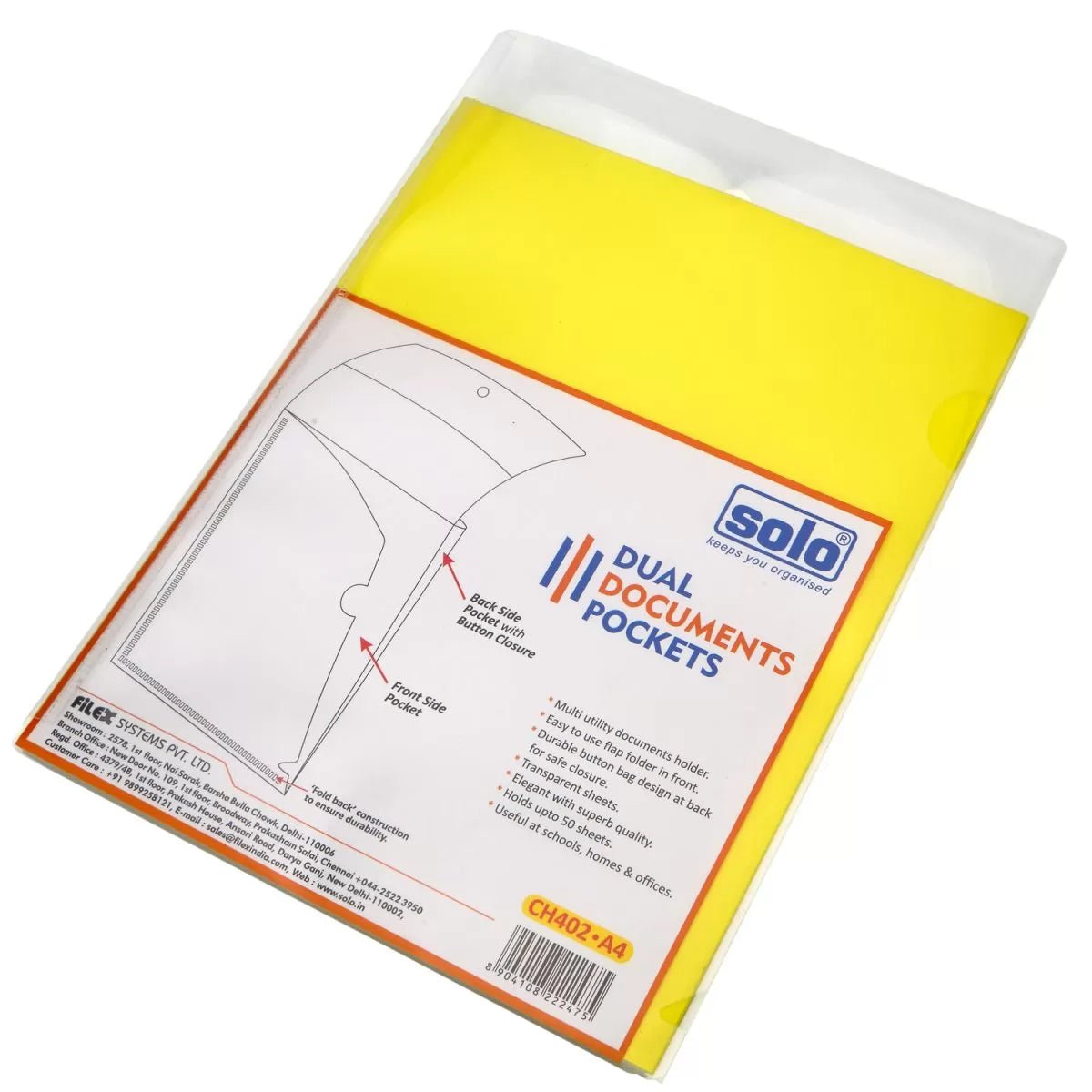 Dual Documents Pockets – A4 (CH402), Pack of 4 - Filex Systems Pvt Ltd