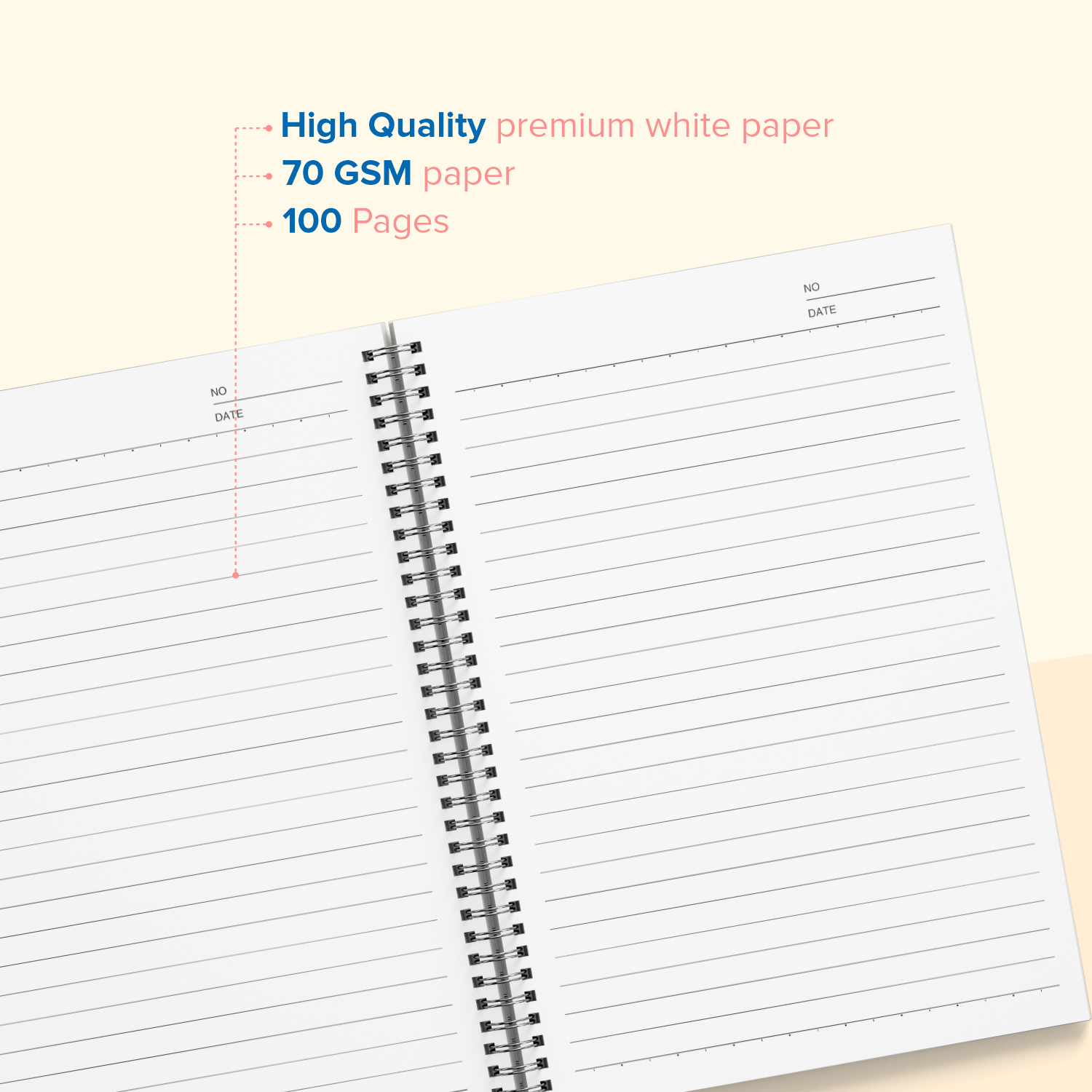 Premium Notebook - Spiral - Bound, Lightweight, Vibrant Colours (100 Pages, 70 GSM, Set of 5) - Filex Systems Pvt Ltd