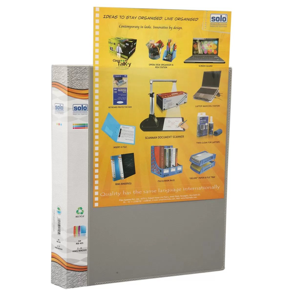 Ring Binder - 2D - Ring with Front View Pocket – A4 (RB405) - Filex Systems Pvt Ltd