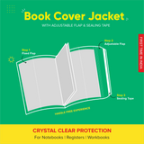 Book Cover Jackets with Adjustable Flap & Sealing Tape – Transparent Soft-Touch Protection | First Time in India! - Pack of 20