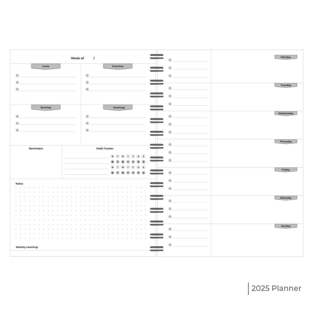 2025 Weekly Planner, Hard Bound Cover Journal for 53 Weeks Undated | A5 Size | Helps to Schedule Your Day, Manage To-Do List & Goals Tracker