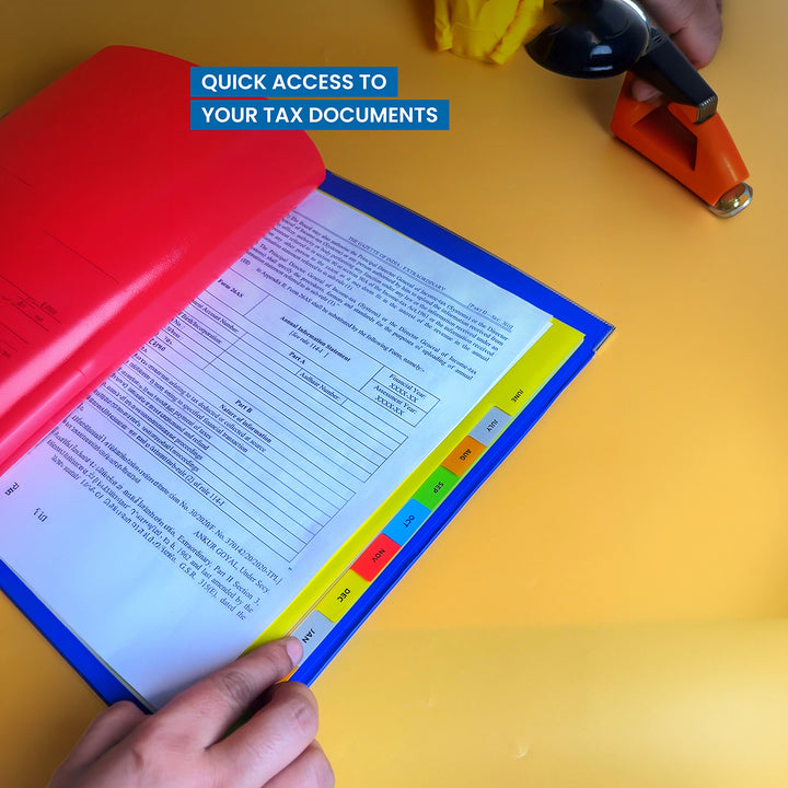 12 Monthly Tax Filing Organizer | 1 to 12 Tabs | A4 | Multicolor