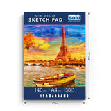 Mixed Media Sketchpad, A4 Size, 30 Sheets (Pack of 4), 140 GSM – Portrait