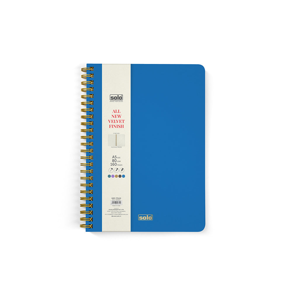 Velvet Finish Notebook, A5 (Unruled) (NA504) – 160 pages