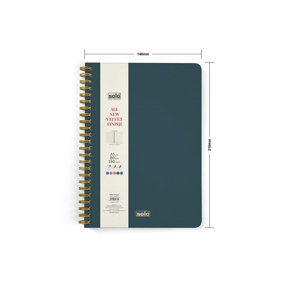 Velvet Finish Notebook, A5 (Unruled) (NA504) – 160 pages