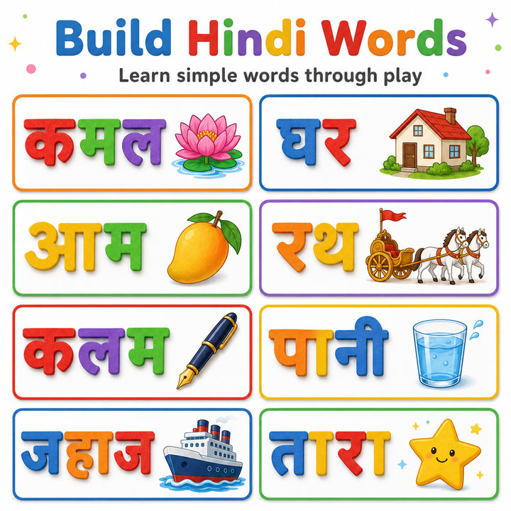 MagPlay Hindi Letters Kit (Varnmala Kit) — 60 Magnetic Foam Letters + A4 Metal Play Board
