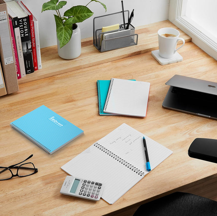 Premium Notebook - Spiral-Bound, Lightweight, Vibrant Colours (100 Pages, 70 GSM, Set of 5)