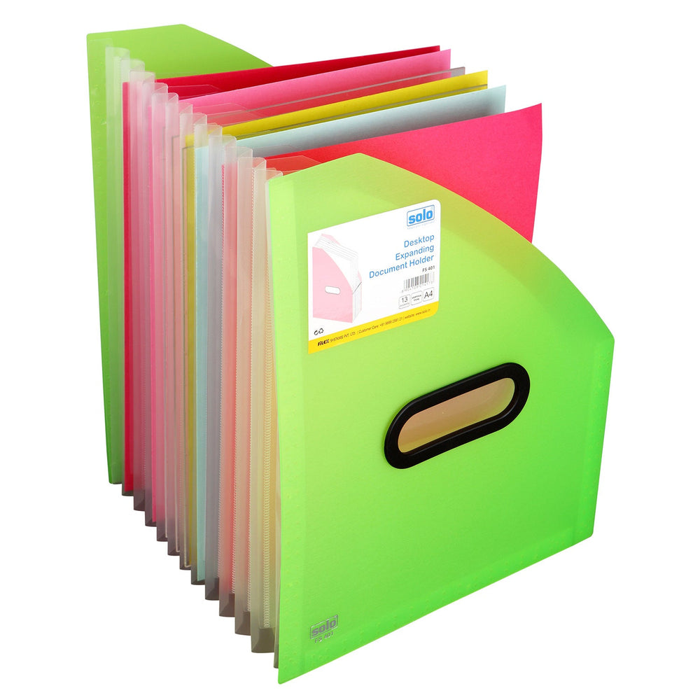 13 Compartments Polypropylene Plastic Desktop Expanding Document Holder (FS401) - Filex Systems Pvt Ltd