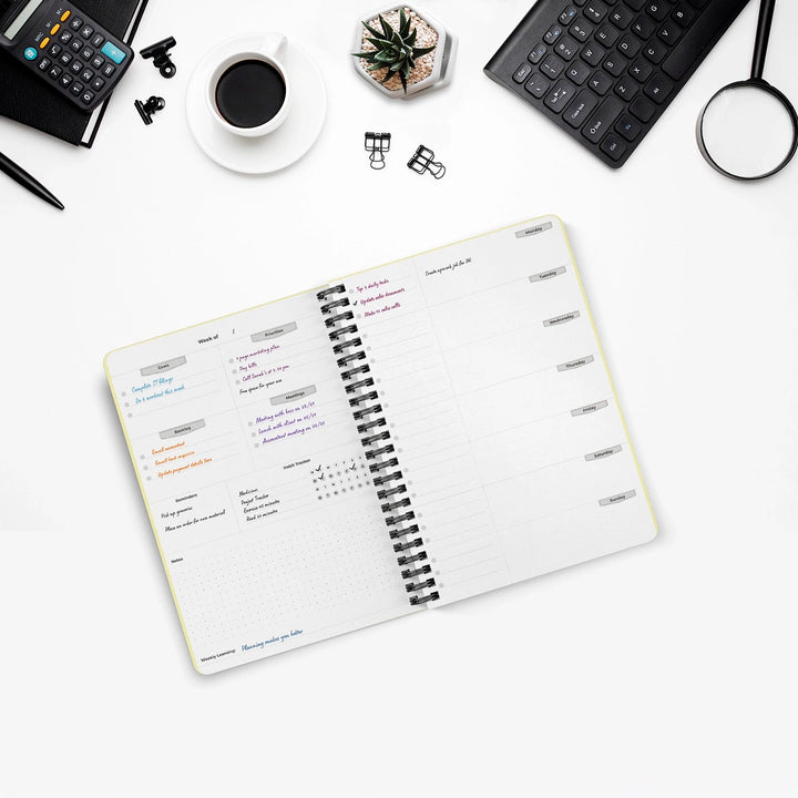 2025 Weekly Planner, Hard Bound Cover Journal for 53 Weeks Undated | A5 Size | Helps to Schedule Your Day, Manage To - Do List & Goals Tracker - Filex Systems Pvt Ltd