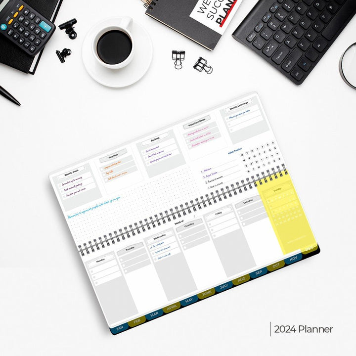2025 Weekly Success Planner With Re - Attachable Monthly Calendars | Landscape - Filex Systems Pvt Ltd