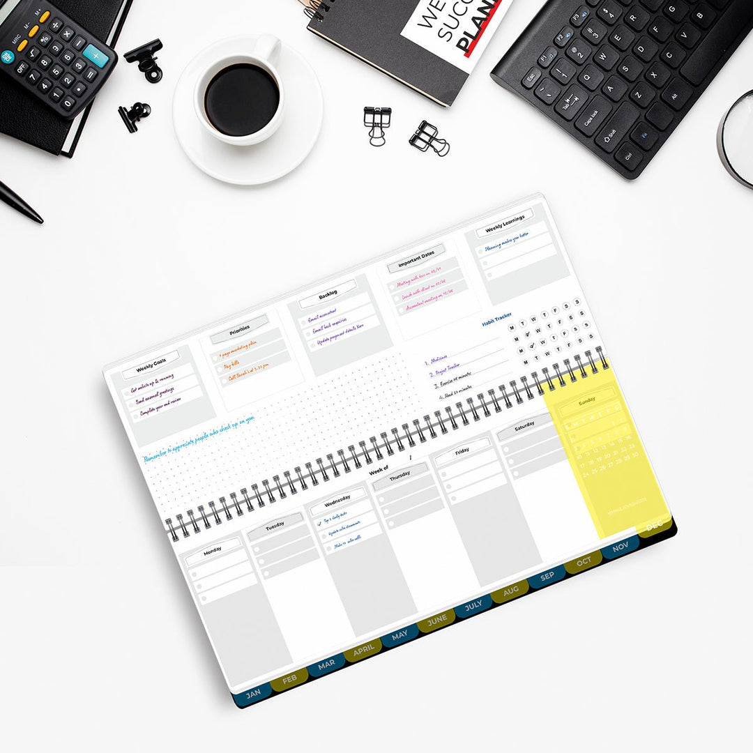 2025 Weekly Success Planner With Re - Attachable Monthly Calendars | Landscape | WSP01 - Filex Systems Pvt Ltd