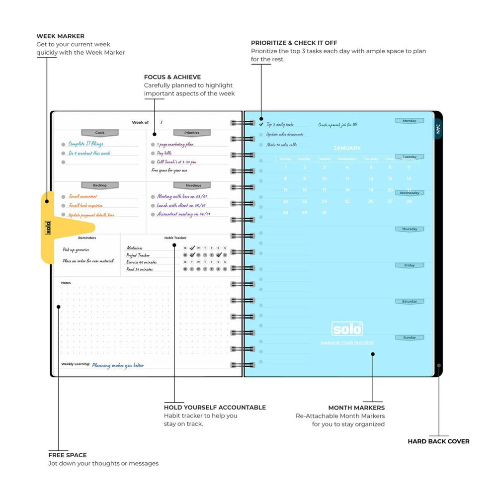 2025 Weekly Success Planner WIth Re - Attachable Monthly Calendars | Portrait - Filex Systems Pvt Ltd