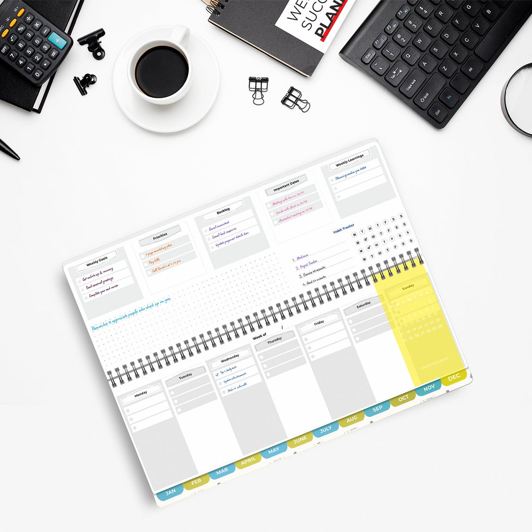 2026 Weekly Success Planner With Re - Attachable Monthly Calendars | Landscape | WSP01P - Filex Systems Pvt Ltd