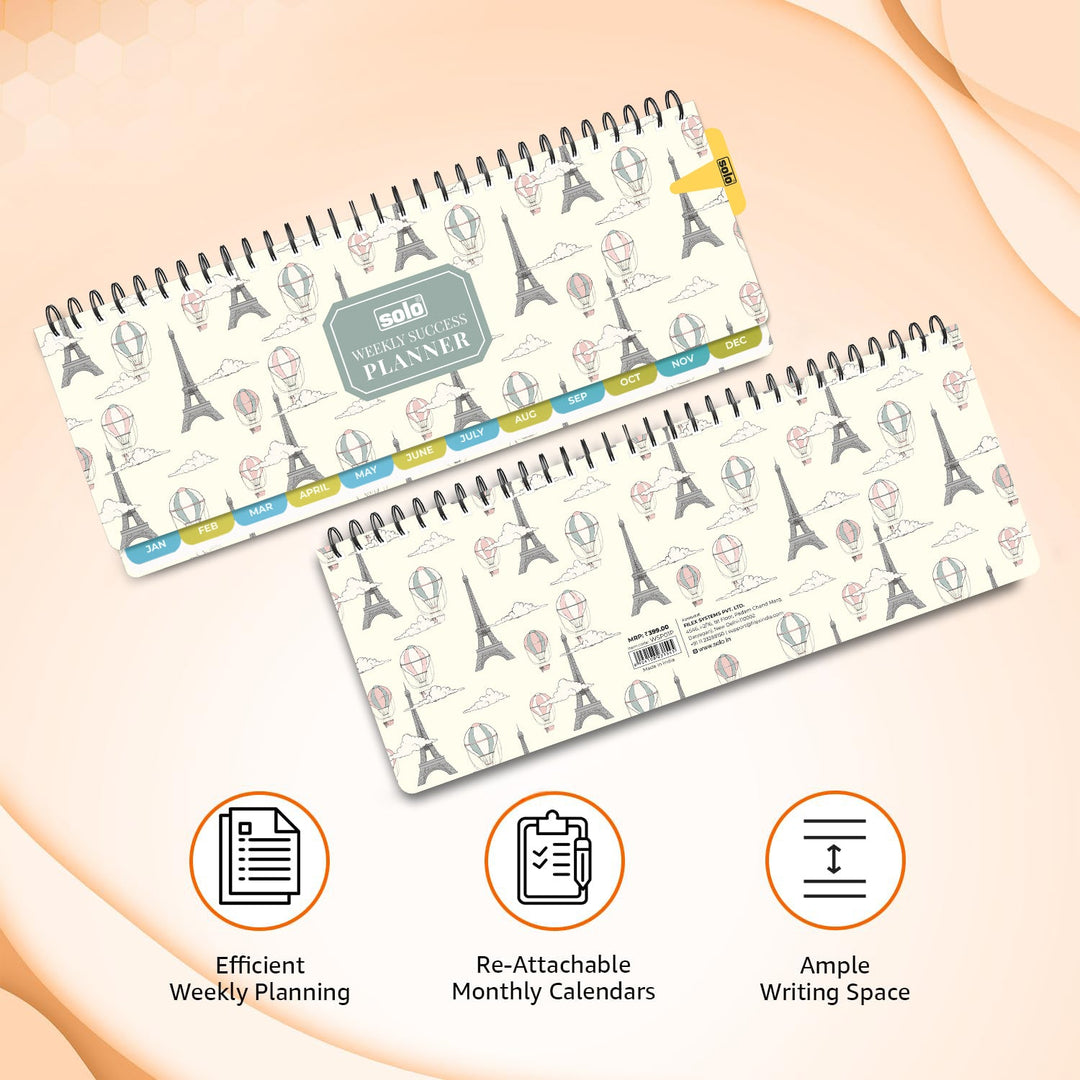 2026 Weekly Success Planner With Re - Attachable Monthly Calendars | Landscape | WSP01P - Filex Systems Pvt Ltd