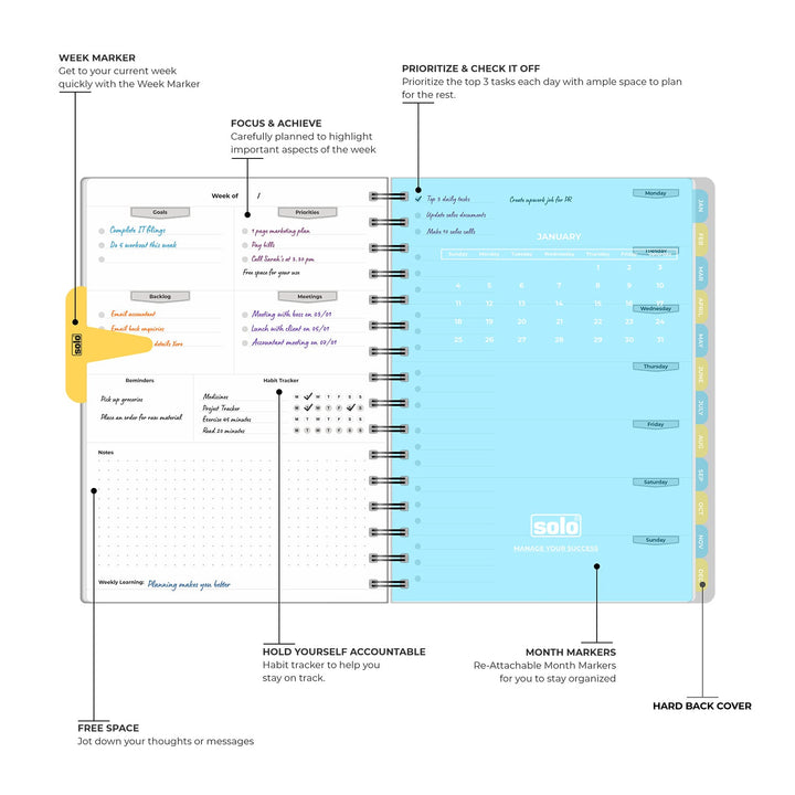 2026 Weekly Success Planner With Re - Attachable Monthly Calendars | Portrait | A5 Size - Filex Systems Pvt Ltd