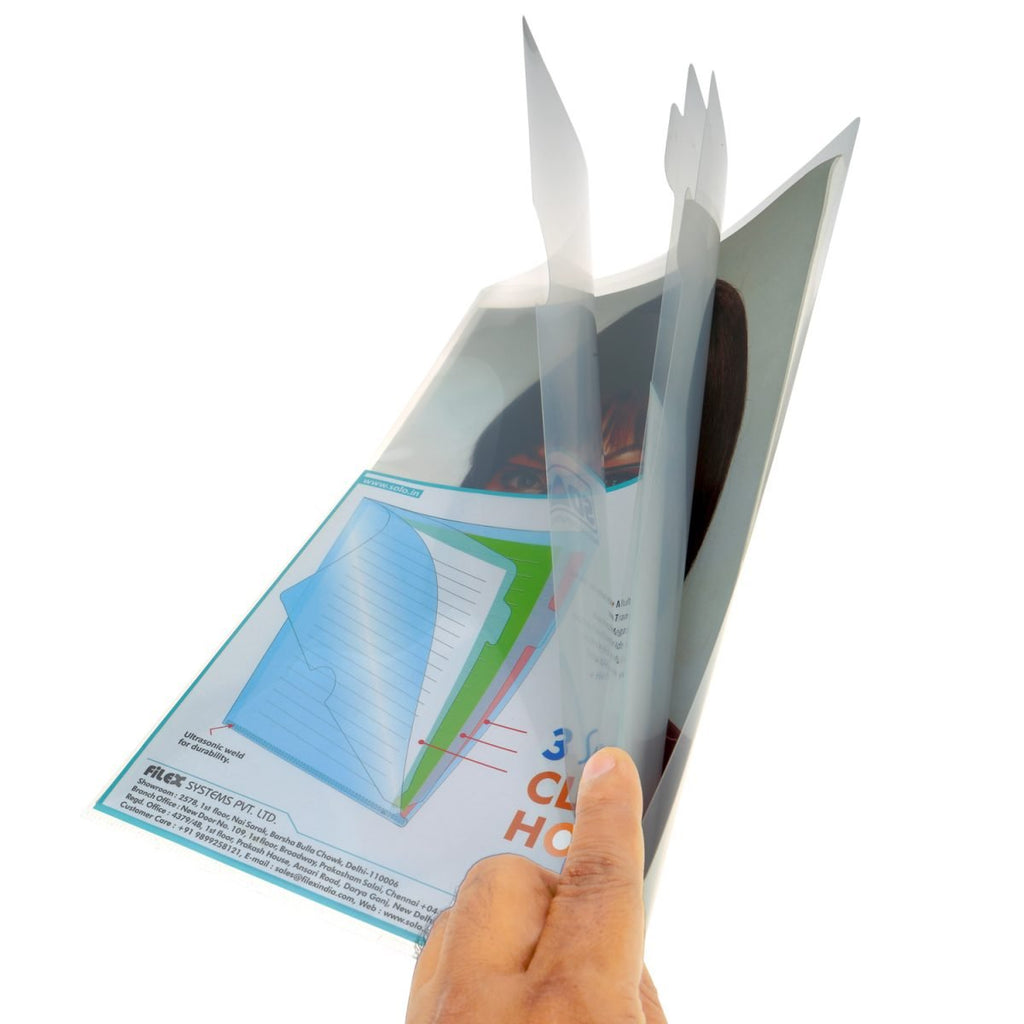 3 Section Clear Holder – A4 (CH110), Pack of 5 - Filex Systems Pvt Ltd