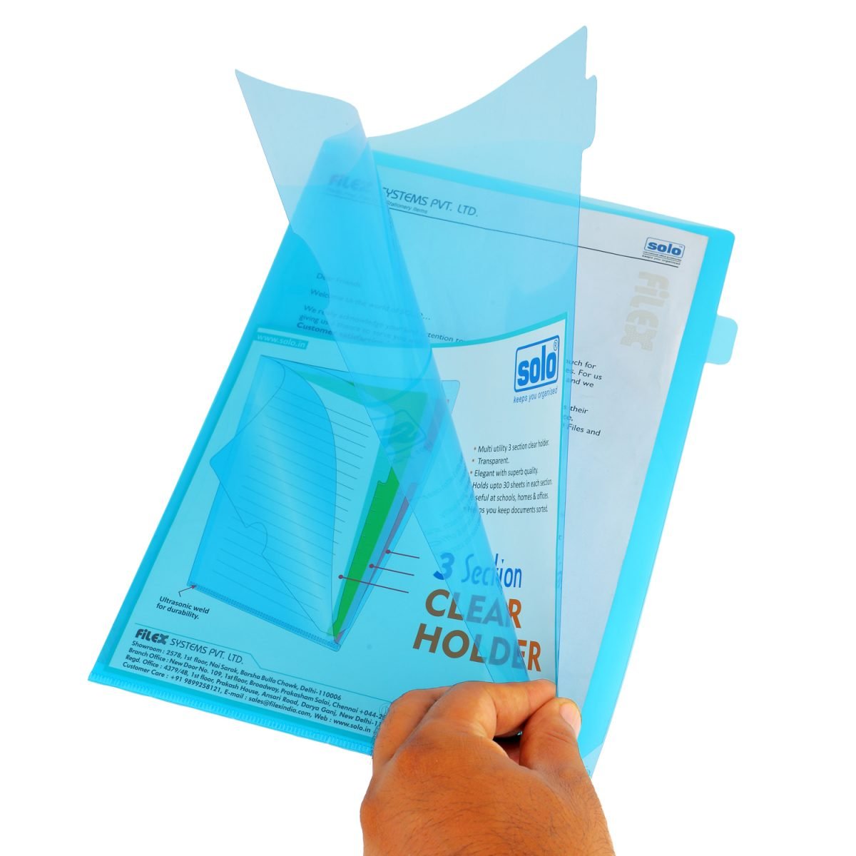 3 Section Clear Holder – A4 (CH110), Pack of 5 - Filex Systems Pvt Ltd