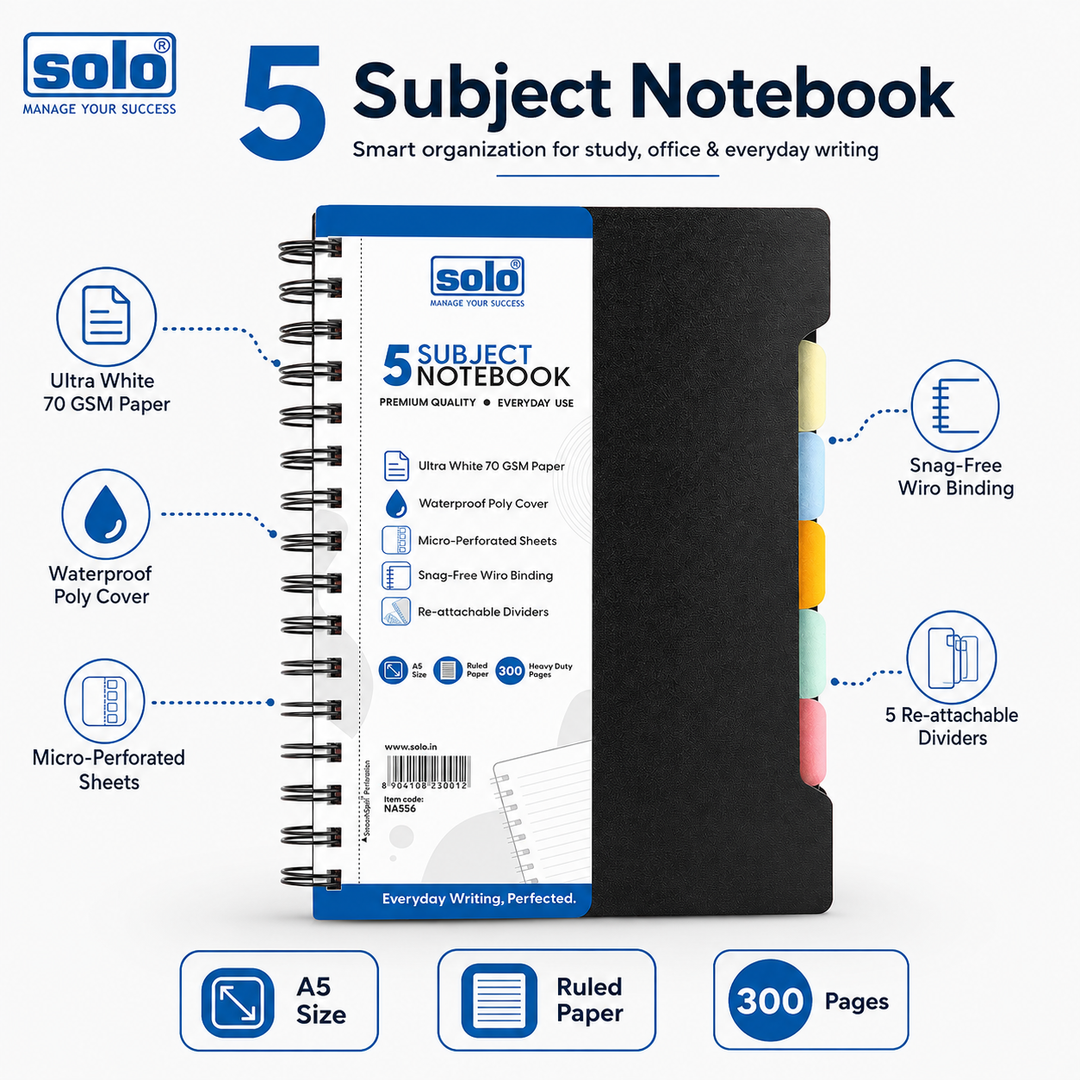 5 Subjects Note Book – 300 Pages
