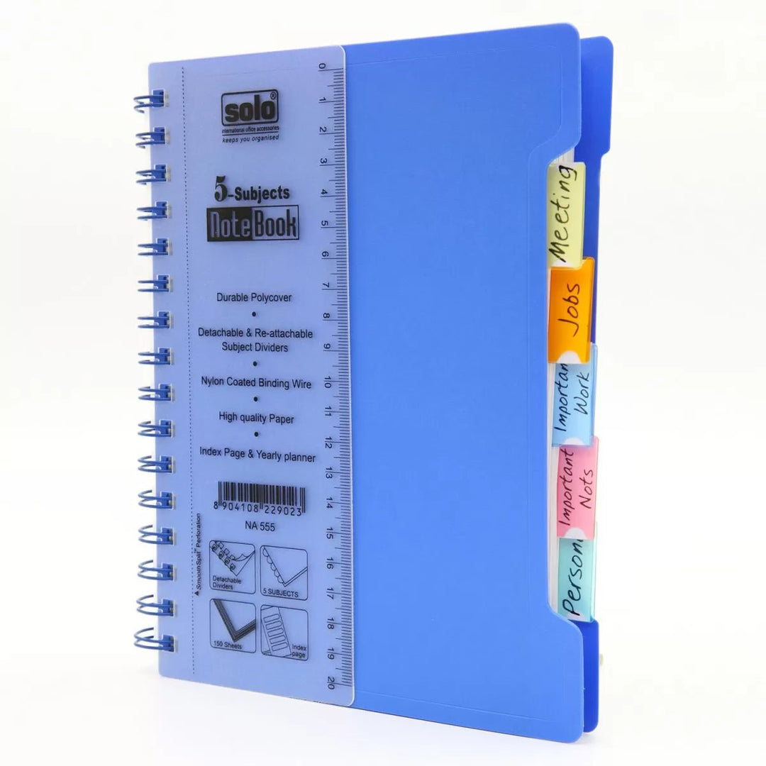 5 - Subjects Note Book – 300 Pages, Plastic Dividers - Filex Systems Pvt Ltd