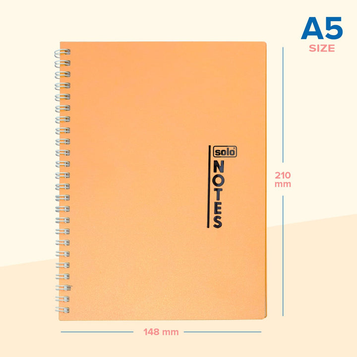 Premium Notebook - Spiral-Bound, Lightweight, Vibrant Colours (100 Pages, 70 GSM, Set of 5)