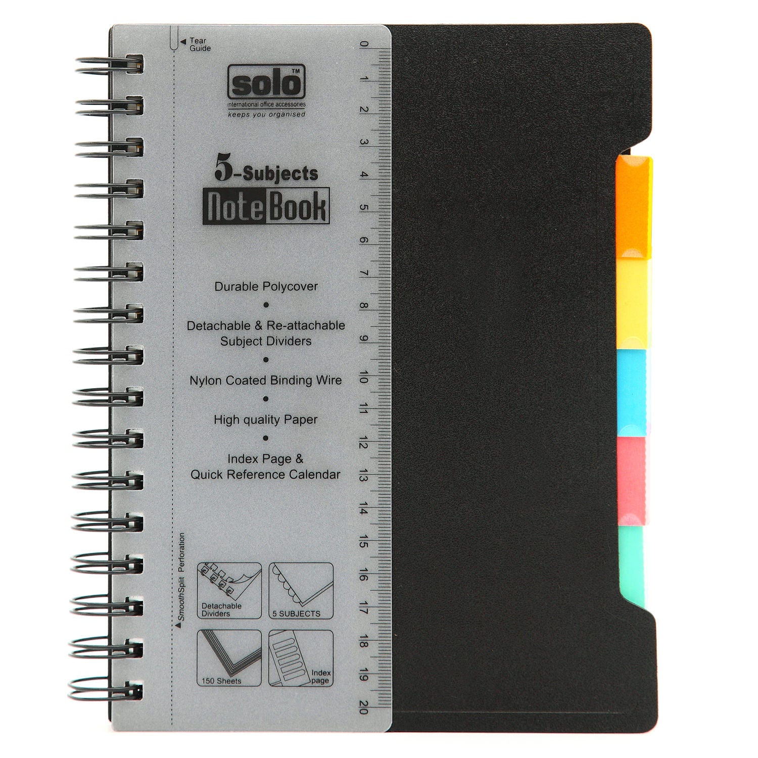 5-Subjects Note Book – 300 Pages, Plastic Dividers