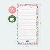 B6 Magnetic Notepads – For Grocery List, Shopping List, To-Do List, Reminders -Strong Magnetic Back- Memo Notepad with Floral Design | 50 Sheets Per Pad, 80 GSM, Pack of 4