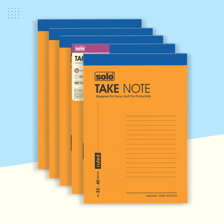 Takenote Slip Pad, Ruled Paper with 40 Sheets (80 Pages), Writing Notepad | Laminated Paper Cover