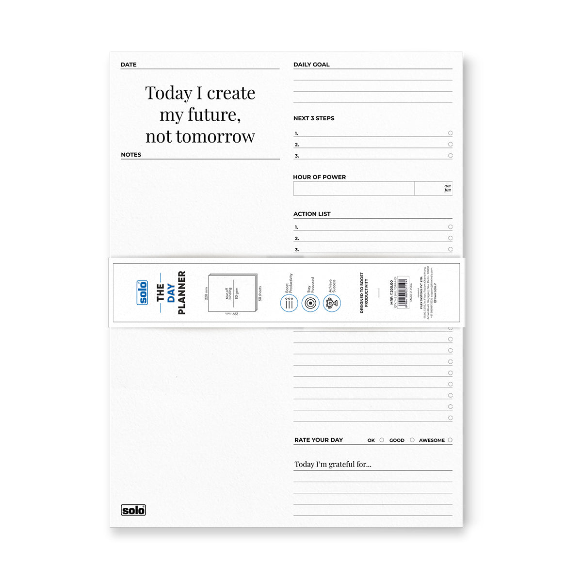 A4 Tear Off Daily Planner | Comprehensive Daily To Do List | For Office, Home & School | 50 Sheets Per Pad, 80 GSM