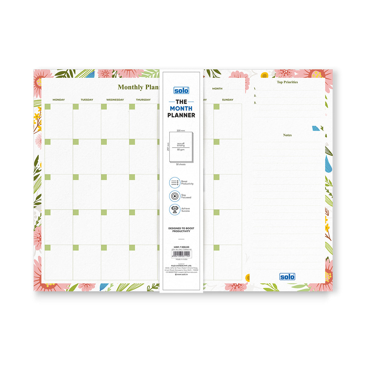 A4 Tear Off Daily Planner | Comprehensive Daily To Do List | For Office, Home & School | 50 Sheets Per Pad, 80 GSM