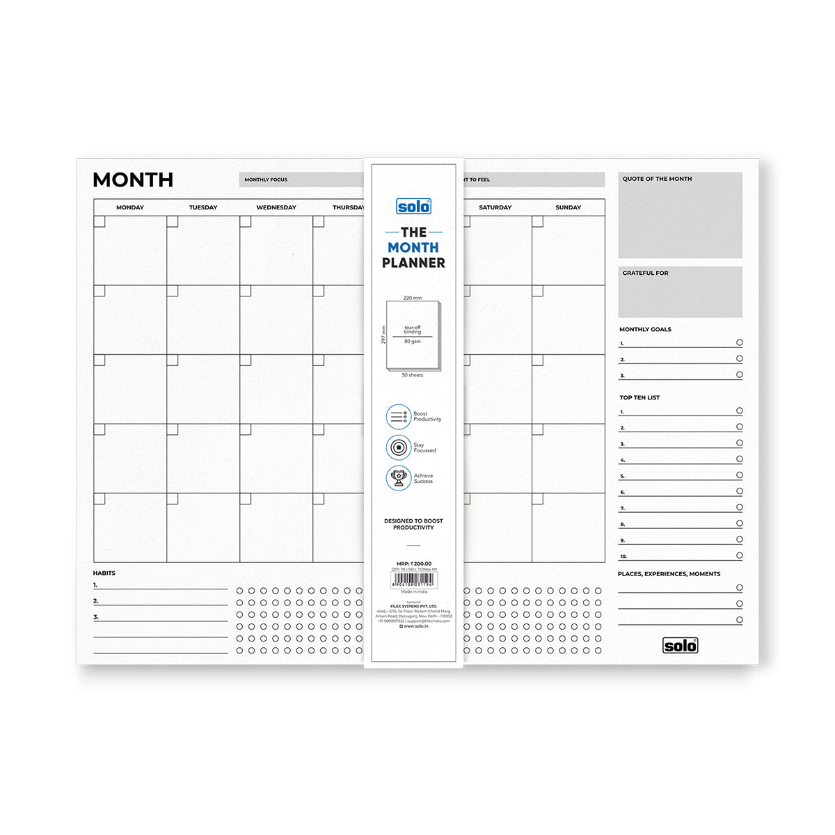 A4 Tear Off Daily Planner | Comprehensive Daily To Do List | For Office, Home & School | 50 Sheets Per Pad, 80 GSM