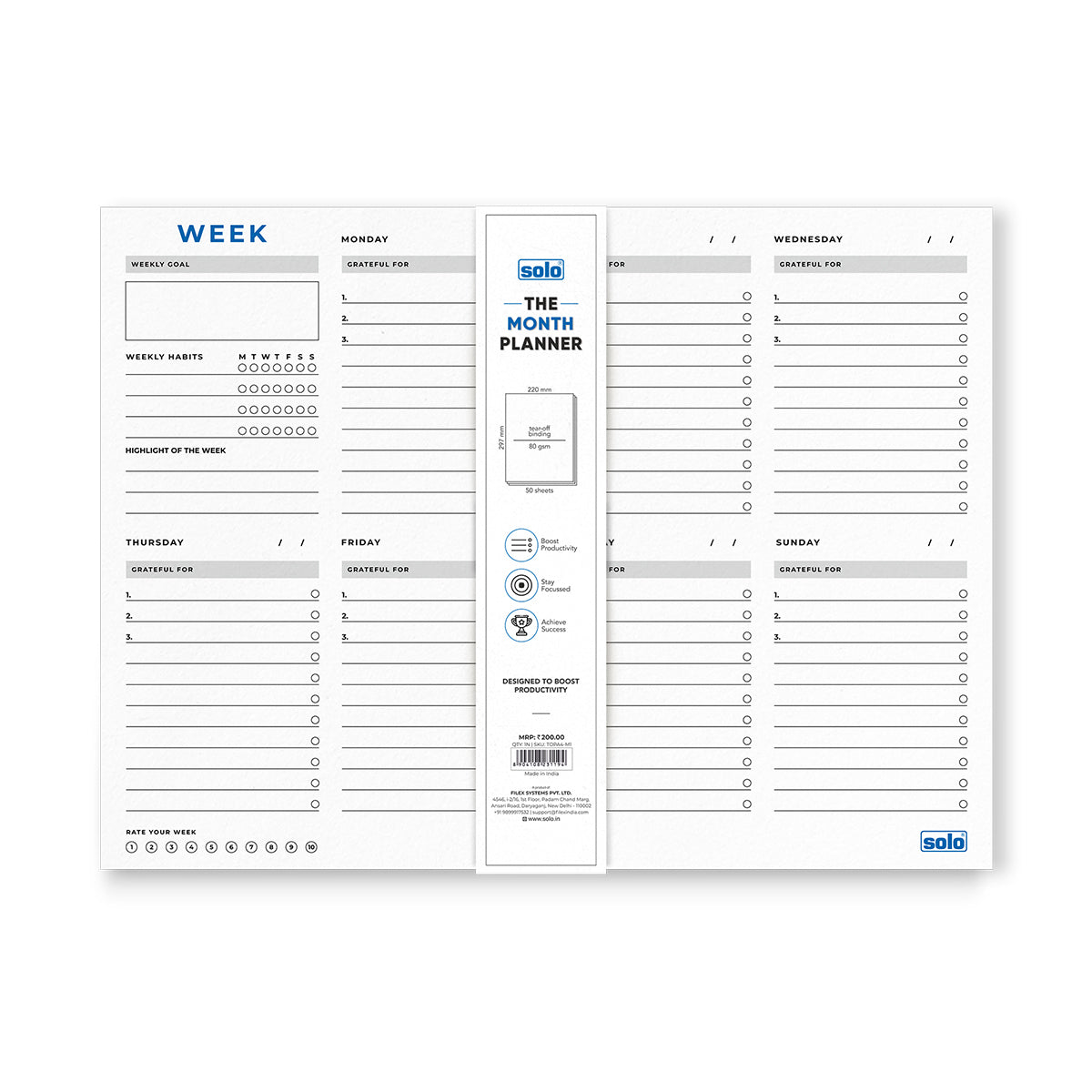 A4 Tear Off Daily Planner | Comprehensive Daily To Do List | For Office, Home & School | 50 Sheets Per Pad, 80 GSM