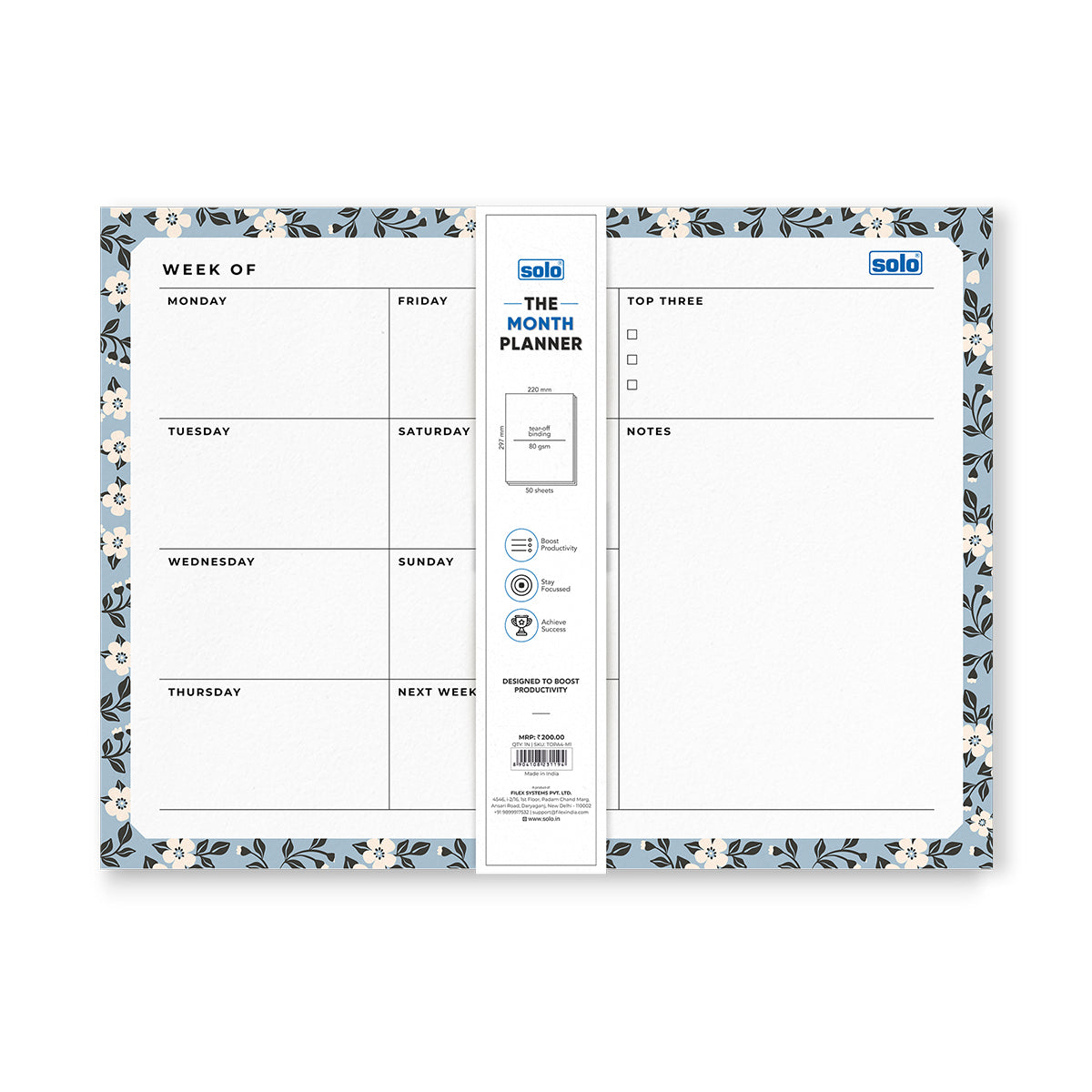 A4 Tear Off Daily Planner | Comprehensive Daily To Do List | For Office, Home & School | 50 Sheets Per Pad, 80 GSM