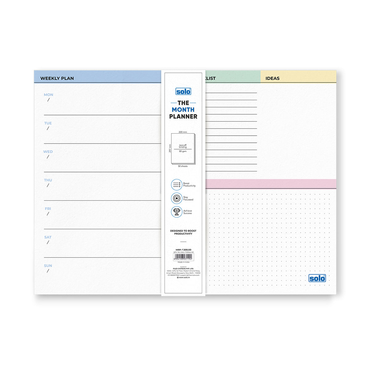 A4 Tear Off Daily Planner | Comprehensive Daily To Do List | For Office, Home & School | 50 Sheets Per Pad, 80 GSM