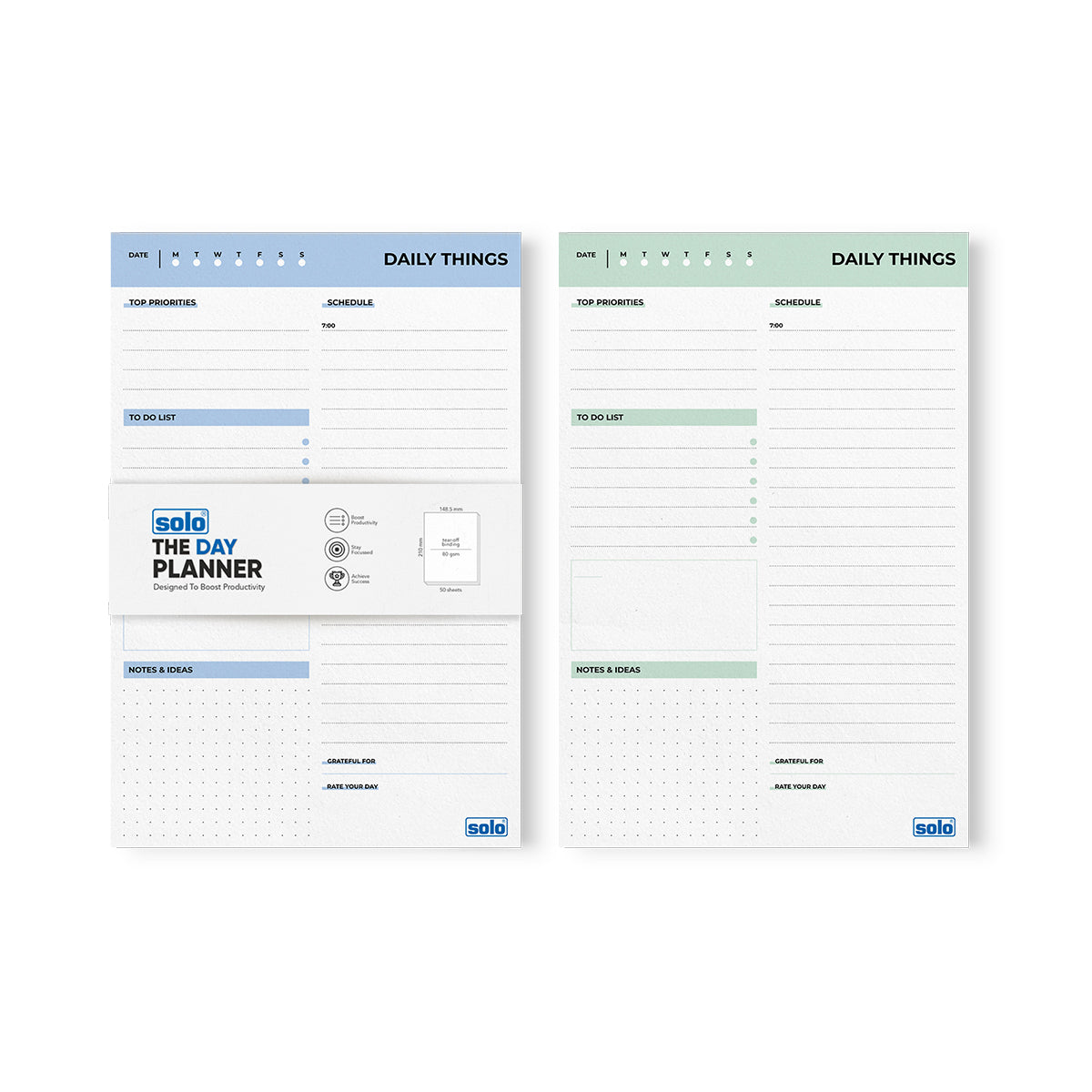 A5 Tear Off Daily Planner | Comprehensive Daily To Do List | For Office, Home & School | 50 Sheets Per Pad, 80 GSM, Pack of 2