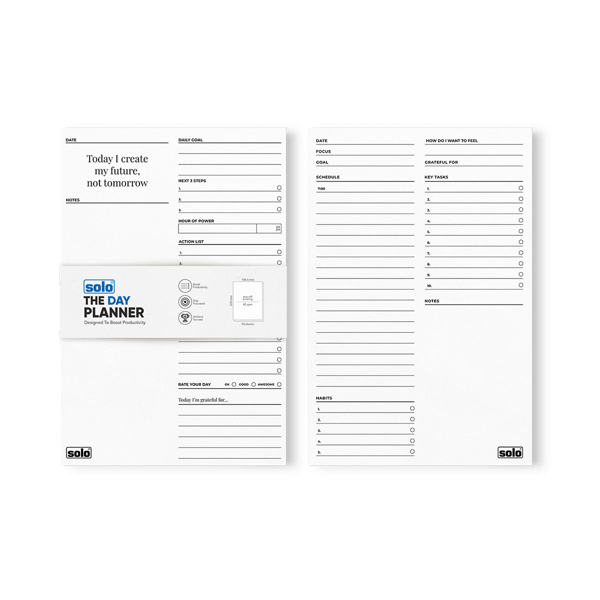 A5 Tear Off Daily Planner | Comprehensive Daily To Do List | For Office, Home & School | 50 Sheets Per Pad, 80 GSM, Pack of 2