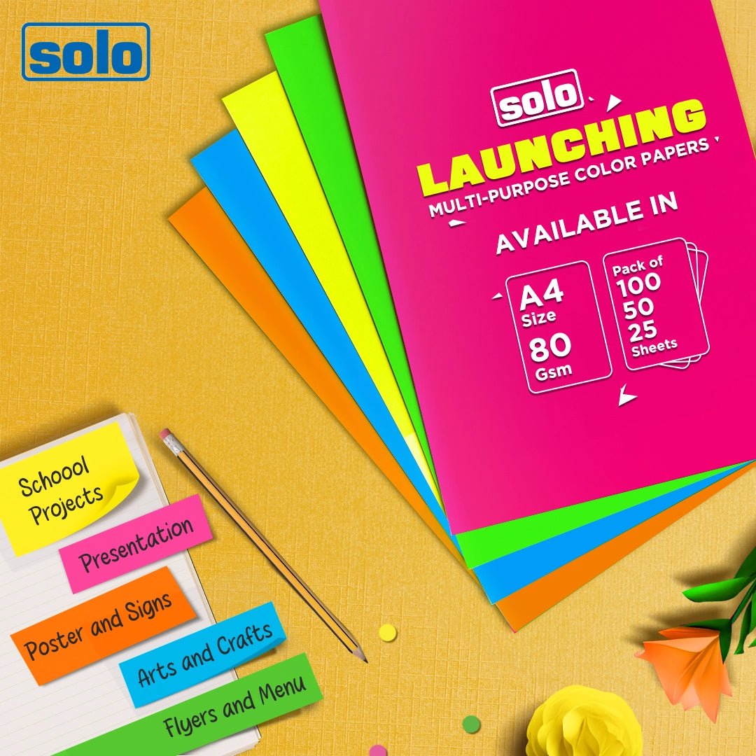 A4 Coloured Papers (5 Sheets each color) Copy Printing/Art and Craft Paper Double Sided - Filex Systems Pvt Ltd