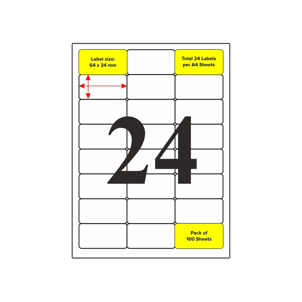 A4 Self Adhesive Paper Label Stickers for Laser & Inkjet Printers – Pack of 100 Sheets, for Shipping, Address, Folders, Industrial use - Filex Systems Pvt Ltd