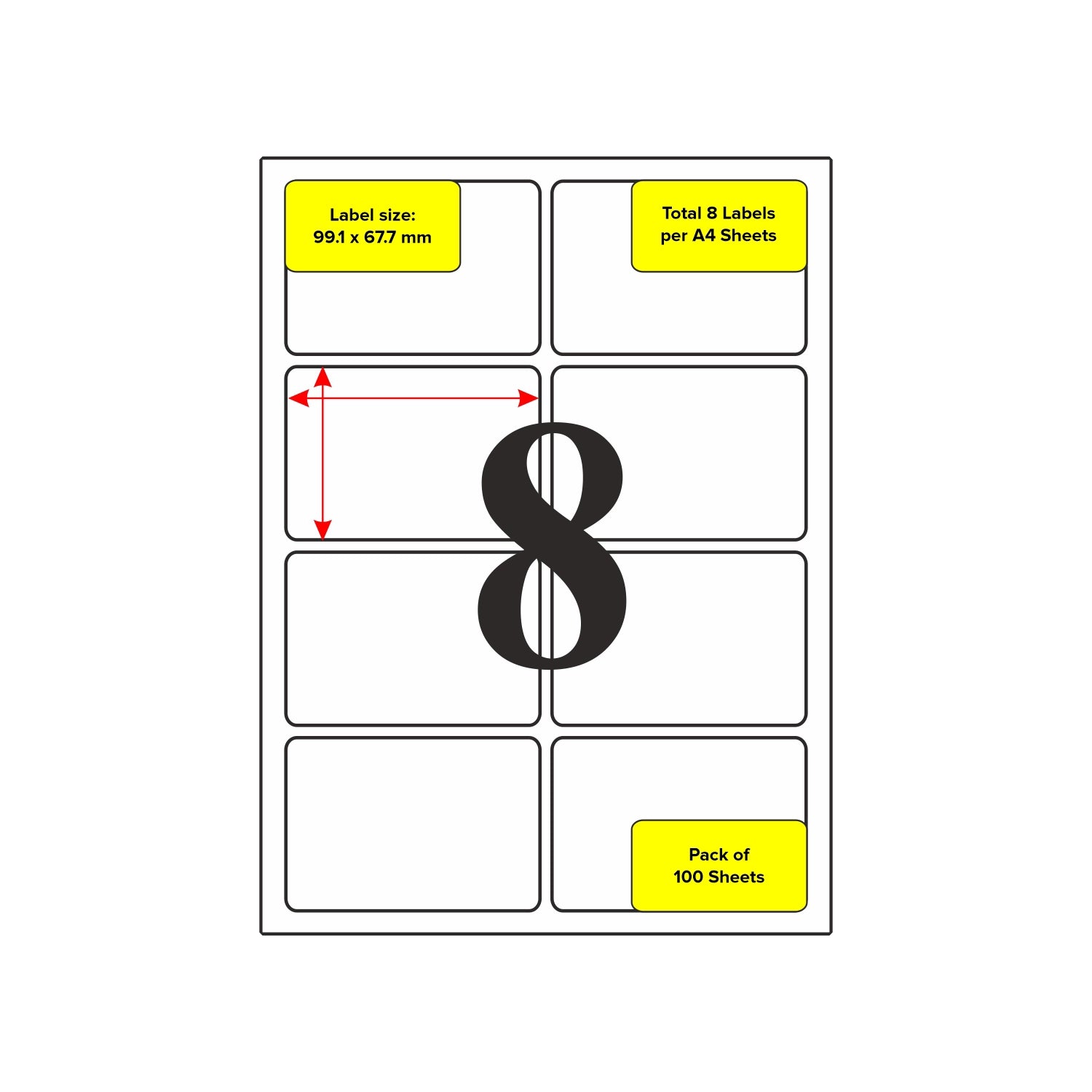 A4 Self Adhesive Paper Label Stickers for Laser & Inkjet Printers – Pack of 100 Sheets, for Shipping, Address, Folders, Industrial use - Filex Systems Pvt Ltd