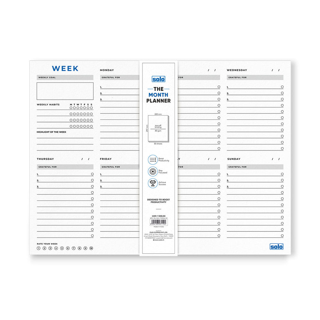 A4 Tear Off Daily Planner | Comprehensive Daily To Do List | For Office, Home & School | 50 Sheets Per Pad, 80 GSM - Filex Systems Pvt Ltd