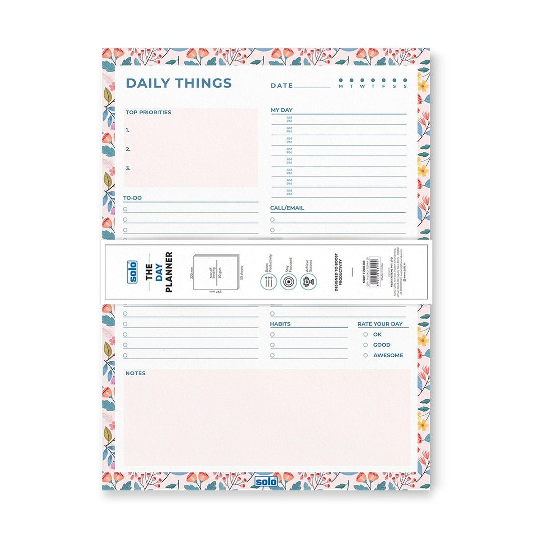 A4 Tear Off Daily Planner | Comprehensive Daily To Do List | For Office, Home & School | 50 Sheets Per Pad, 80 GSM - Filex Systems Pvt Ltd