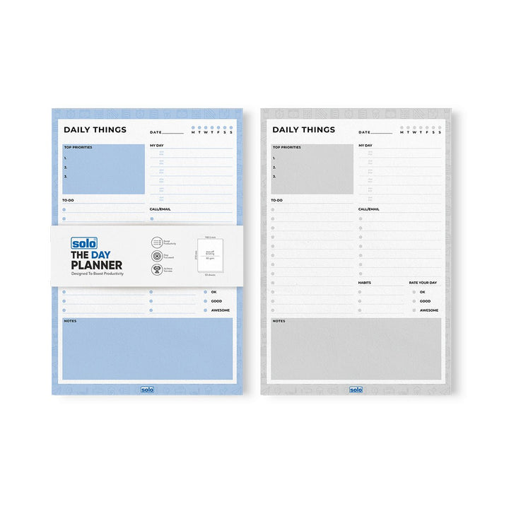 A5 Tear Off Daily Planner | Comprehensive Daily To Do List | For Office, Home & School | 50 Sheets Per Pad, 80 GSM, Pack of 2 - Filex Systems Pvt Ltd