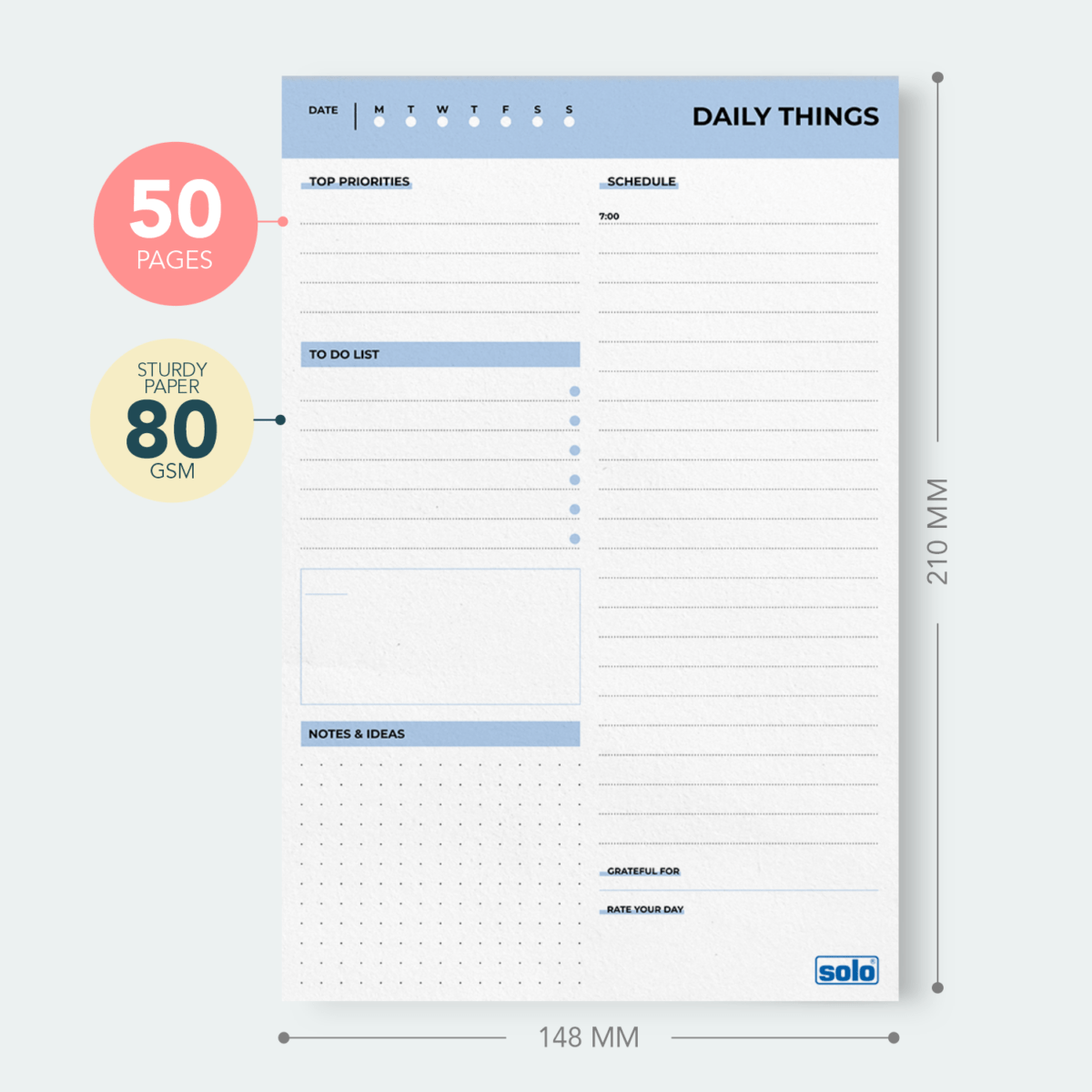 A5 Tear Off Daily Planner | Comprehensive Daily To Do List | For Office, Home & School | 50 Sheets Per Pad, 80 GSM, Pack of 2 - Filex Systems Pvt Ltd