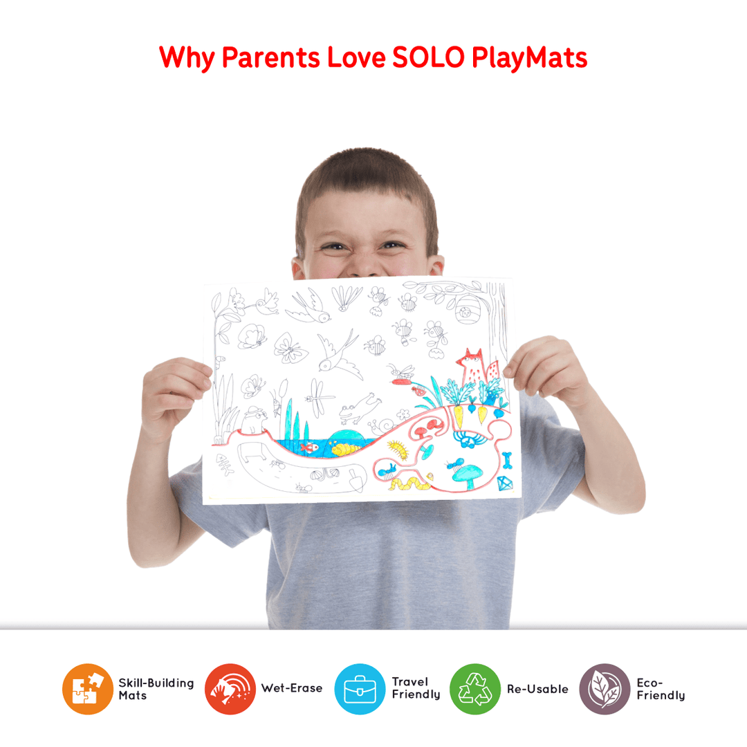 Animals &amp; Nature Pack – Reusable Coloring Mats with Safari, Ocean &amp; Farm Themes | SOLO PlayMats | PMB04 - Filex Systems Pvt Ltd