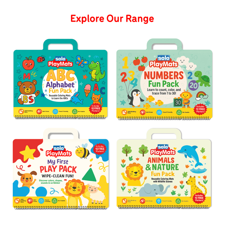 Animals &amp; Nature Pack – Reusable Coloring Mats with Safari, Ocean &amp; Farm Themes | SOLO PlayMats | PMB04 - Filex Systems Pvt Ltd