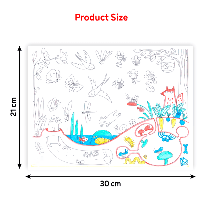 Animals &amp; Nature Pack – Reusable Coloring Mats with Safari, Ocean &amp; Farm Themes | SOLO PlayMats | PMB04 - Filex Systems Pvt Ltd