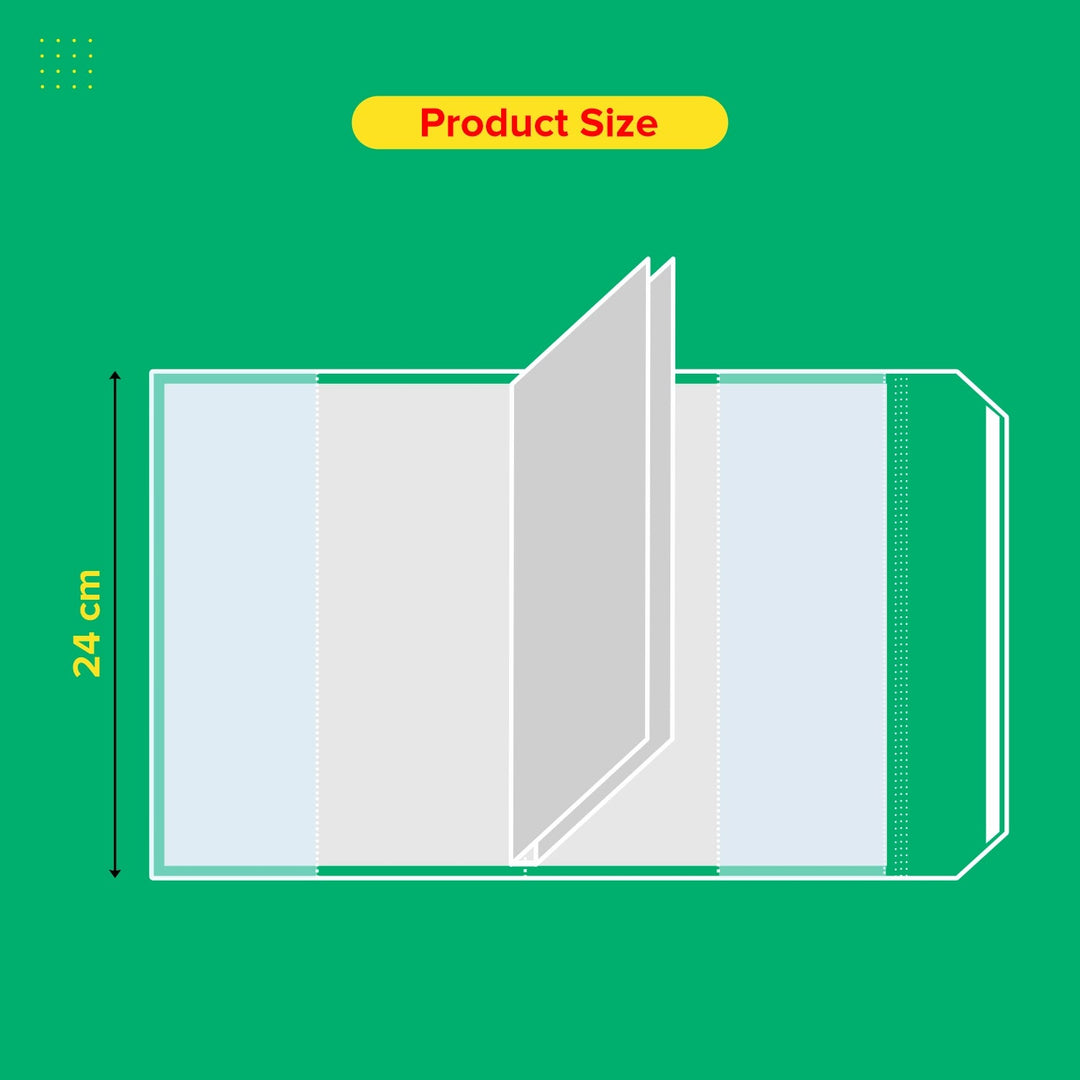 Book Cover Jackets with Adjustable Flap & Sealing Tape – Transparent Soft - Touch Protection | First Time in India! - Pack of 20 - Filex Systems Pvt Ltd