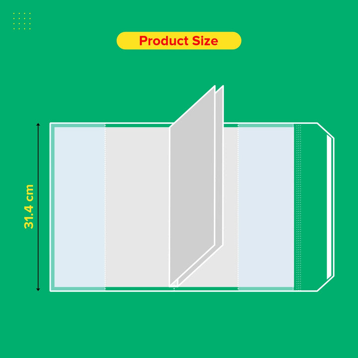 Book Cover Jackets with Adjustable Flap & Sealing Tape – Transparent Soft - Touch Protection | First Time in India! - Pack of 20 - Filex Systems Pvt Ltd