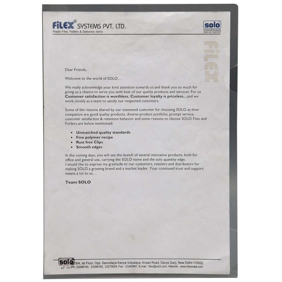 Clear Holder – A4 / FC Size - Filex Systems Pvt Ltd