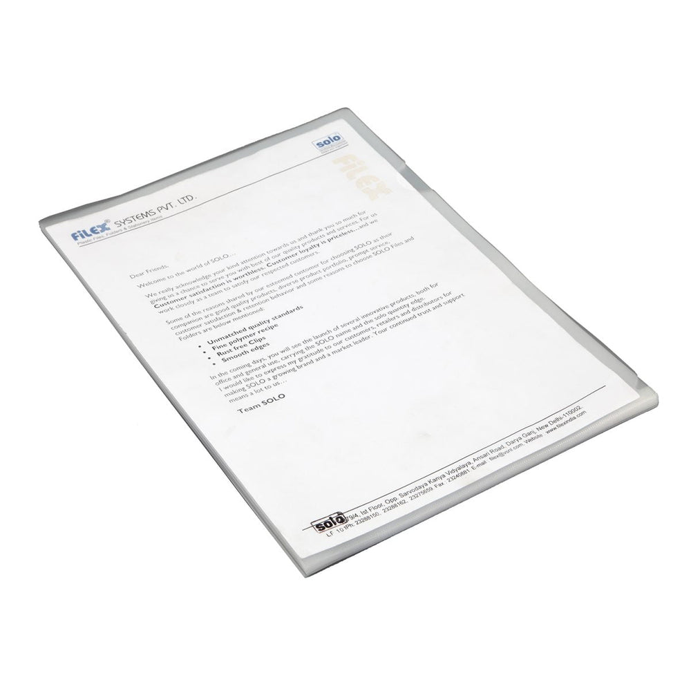 Clear Holder – A4 / FC Size - Filex Systems Pvt Ltd