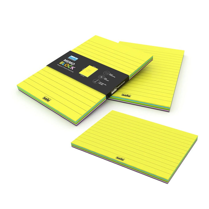 Coloured Memo Block | A6 Size, Color Ruled, 100 Color Sheets, 80 GSM, Multicolour - Filex Systems Pvt Ltd